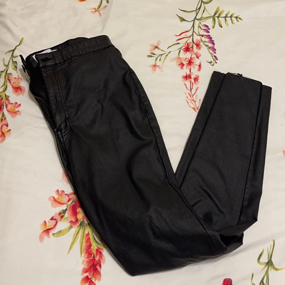 TINSEL Coated Faux Leather High Waist Skinny Jeans